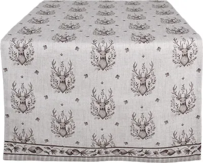 Obrázok produktu pre Clayre & Eef behúň na stôl 50x140 cm béžový bavlnený jeleň
