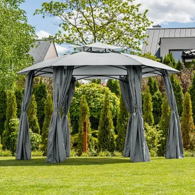 Produktbild von Casa Padrino Luxus Pavillon Grau 360 x H. 270 cm - Garten & Terrassen Möbel
