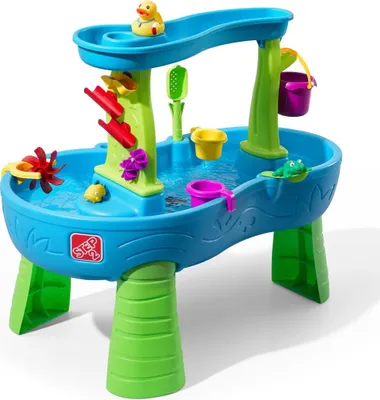 Imagen del producto de Step2 Rain Showers Mesa de agua, azul y verde | Mesa de agua y arena con 13 accesorios | Juegos de agua, Juegos de agua para ninos, juegos agua