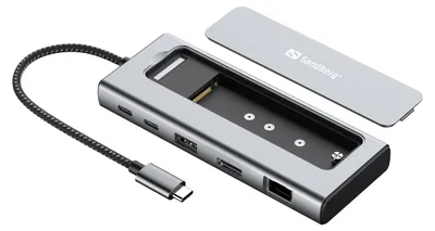 Productafbeelding van Sandberg 136-82, Kabel, USB 3.2 Gen 2 (3.1 Gen 2) Type-C, 100W, Grijs, SSD, M.2