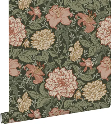 Zdjęcie produktu dla ESTAhome Tapeta zabytkowe kwiaty szaro zielonymIterakoty różowej 53 cm x 10.05 m