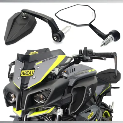 Produktbild von Area1 Premium Motorrad Lenkerendenspiegel e- CNC/Alu Motorrad Rückspiegel Set (Rechts+Links) Kompatibel mit BMW Yamaha Honda Kawasaki KSR Moto