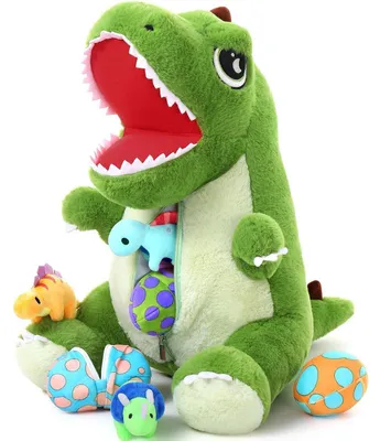 Produktbild von Riesen Kuscheltier XXL Dinosaurier 50cm mit Baby im Bauch Dunkelgrün