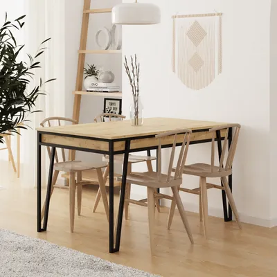 Produktbild von Skye Decor, Erweiterbarer Esstisch, Eiche, 132 x 76 x 80 cm (ausziehbar auf 170 cm) | 100% melaminbeschichtete Spanplatte, 18 mm dick | Metallbeine, moderner Industrie-Stil.