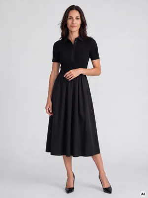Produktbild von Orsay Schwarzes Damen-Midikleid mit kurzen Ärmeln 38