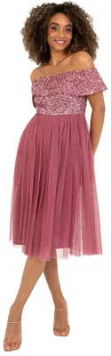 Produktbild von Maya Deluxe Damen Maya Deluxe Ladies Bardot Dresses For Women Midi High Empire W