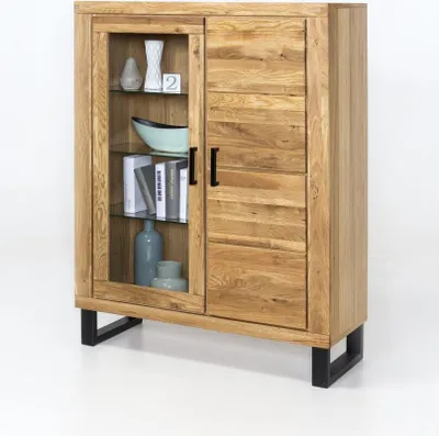 Produktbild von Vitrine Highboard Klara Wildeiche geölt Teilmassiv