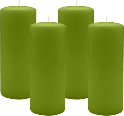 Produktbild von 4er Set Adventskranzkerzen Limonegrün Ø 80 x 200 mm