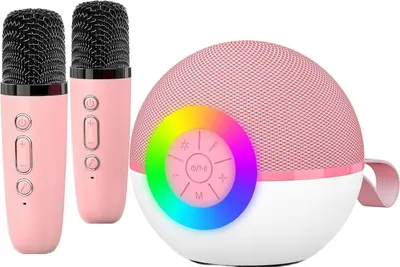 Produktbild von Karaoke Maschine Kinder Spielzeug Geschenke fuer 3-12 Jahre Maedchen Tragbares Bluetooth Karaoke Maschine mit Mikrofon fuer Kinder Erwachsene, Rosa