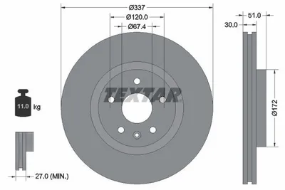 Obrázek produktu pro 2 brzdové kotouče Textar 337 mm vpředu pro Opel Insignia Saab 9-5