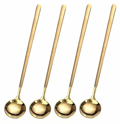 Zdjęcie produktu dla 4 sztuki złotych łyżeczek do herbaty – stal nierdzewna, 17 cm