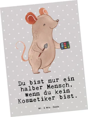 Produktbild von Mr. & Mrs. Panda Postkarte Kosmetiker Herz - Grau Pastell - Geschenk, einzelkarte, Ansichtskarten, Ausbildung, Lustig, Grußkarte, Kosmetikstudio, Ansichtskarte, Spruch