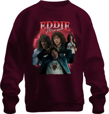 Produktbild von Eddie Munson Hellfire Club Stranger Metal Geschenk Vintage Serie 90s Bootleg Uni Sweatshirt Pullover, Burgundy, XXL