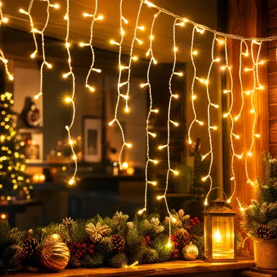 Produktbild von NAIZY LED Eisregen Lichtdekoration 5M 200LED, warmweiß, 8 Lichtmodi, synchron verbindbar, stimmungsvolle Dekobeleuchtung für Feste