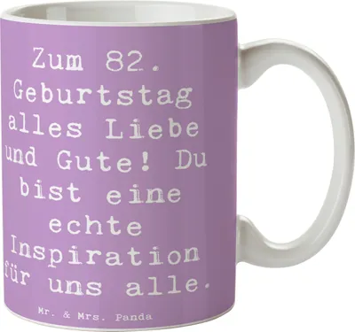 Produktbild von Mr. & Mrs. Panda Tasse Spruch 82. Geburtstag - Lavendeltraum - Geschenk, Alter, Geburtstagsslogan, Becher, Erfahrungen, individuell, Happy Birthday, Trinkbecher, Teetasse