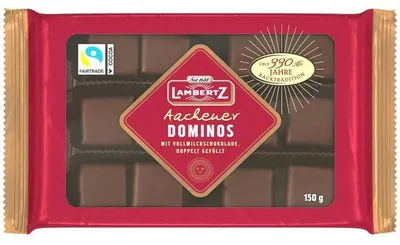 Produktbild von Lambertz Aachener Dominos umhüllt mit Vollmilchschokolade 150g
