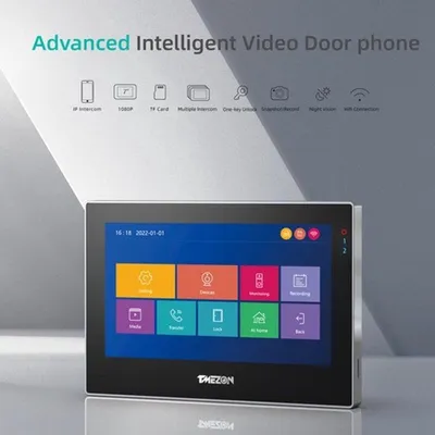 Image de Kit de sonnette vidéo pour l'extérieur - Écran tactile de 7 pouces - Résolution 1080P avec contrôle via application