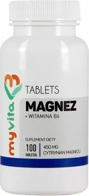 Produktbild von MyVita Magnesium + Vitamin B6 100 Tabletten - Magnesiumcitrat 450 mg + Vit B6 1,4 mg