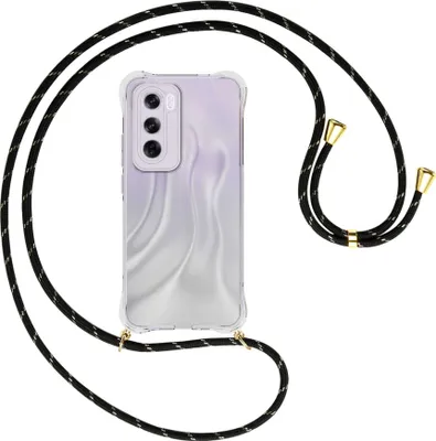 Produktbild von Handykette Backcover-Schutzhülle mit Band (Metall goldfarben) für OPPO Reno 12 Pro 5G - schwarz/gold