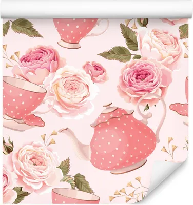 Immagine prodotto di 10m VLIES WALLPAPER rotolo sala da pranzo tazze da tè porcellana fiori XXL