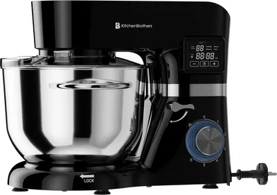 Produktbild von KitchenBrothers Küchenmaschine 1400W Schwarz - Display - Timer - 6,2L Rührschüssel