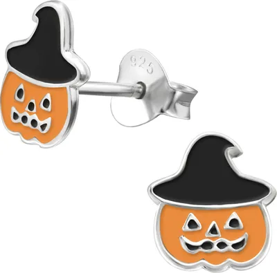 Produktbild von Ohrstecker 925 Sterling Silber mit Halloween Kürbis