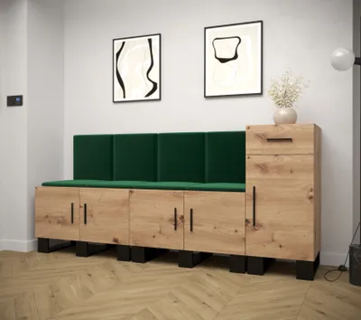 Obrázok produktu pre Predsieňová zostava RUMIE 17 - dub artisan, zelené panely