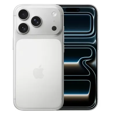 A silver iPhone 17 Pro with 256GB storage is shown from the back, with the Apple logo visible.