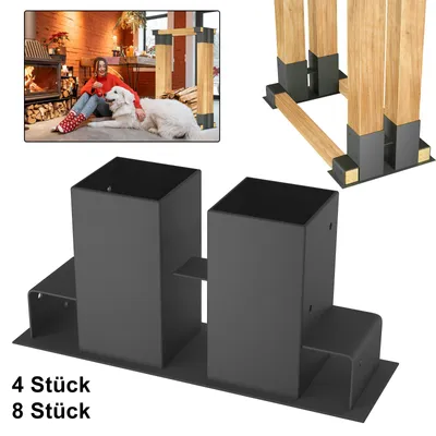Produktbild von TANYEAR Holzstapelhalter 4er Set Stapelhilfe Brennholz Kaminholzhalter Stahl schwarz