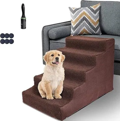 Produktbild von Hauskatzenleiter für kleine Hunde, mit waschbarer Plüschüberzug, Anti-Slip-Katzenstufen