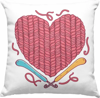 Produktbild von Trendation - Häkeln Deko-Kissen mit Füllung 40x40 Geschenk Valentinstag Geschenkidee Mama Oma Herz Häckeln Stricken (Rosa)