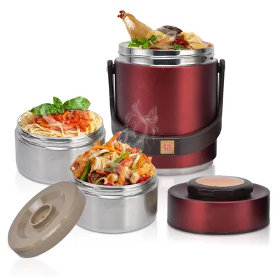 Obrázek produktu pro Omgoods – Izolovaná nádoba na potraviny, 1,5 litru – Dvoustěnná – Termoska na jídlo – Nerezová ocel – Nádoba na udržení teploty – Ideální pro práci/školu – Termoska