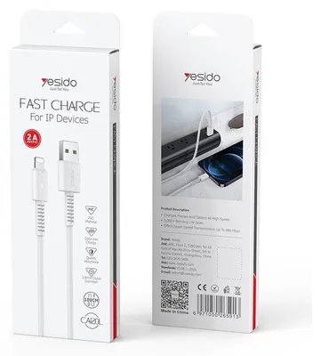 Zdjęcie produktu dla Yesido Kabel Ca120 18W Usb-Lightning 1M Pvc 2A, White / Biały