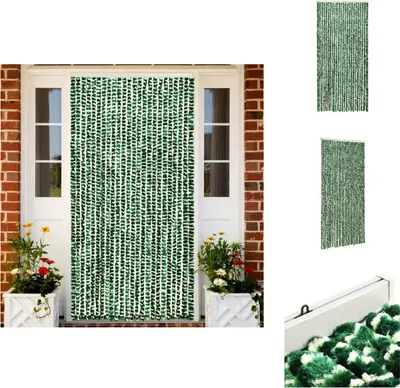 Produktbild von vidaXL Insektenschutz-Vorhang Grün und Weiß 100x220 cm Chenille -  Fliegengitter