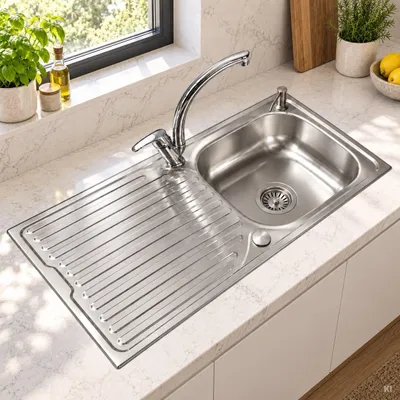 Produktbild von 86 × 43,5 cm Einbauspüle Edelstahl Komplettset mit Armatur & 500 ml Seifenspender