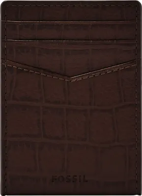 Produktbild von FOSSIL Geldbörse Geldklammer Andrew Emboss Card Case Brown Croco dunkelbraun