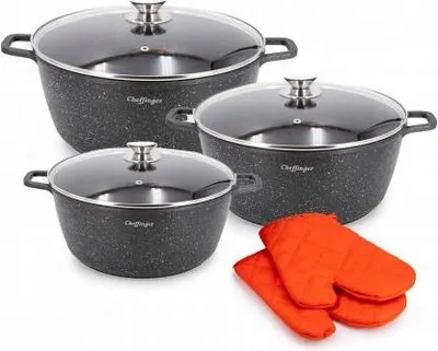Zdjęcie produktu dla Cheffinger zestaw 3 garnki z pokrywkami 32/36/40cm