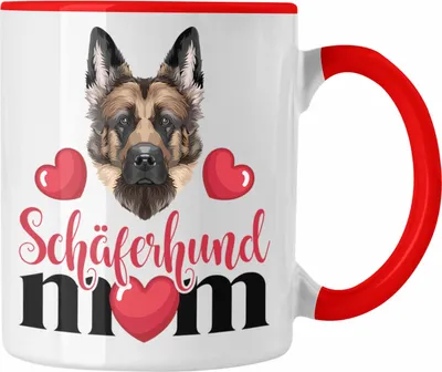 Produktbild von Trendation - Schäferhund Besitzer Mom Mama Tasse Geschenk Lustiger Spruch Geschenkidee Schäferhund Besitzerin (Rot)