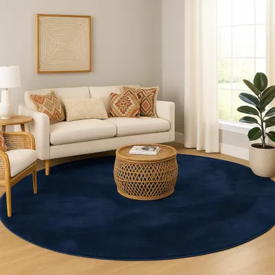 Produktbild von Luxus Super Soft Fellteppich Pearl Dunkelblau Rund, Größe:200 cm Rund