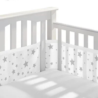 Imagen del producto de Banda protectora para cuna, lavable, de 340 cm x 30 cm + 160 cm x 30 cm, para proteger a los niños, ideal para la habitación del bebé