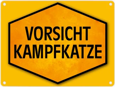 Produktbild von Vorsicht Kampfkatze Warn- und Hinweisschild in Gelb und Schwarz Warnschild