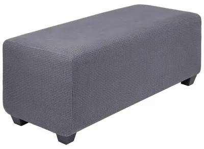 Productafbeelding van PiccoCasa Stretch Sofa Ottoman Cover, 1 stuk, jacquard, zachte donkergrijze bank- of poefhoes