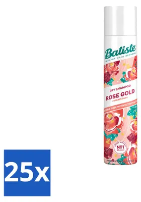 Zdjęcie produktu dla 25 sztuk szamponu suchego Batiste Rose Gold - Delikatny zapach róży - 200 ml - Opakowanie ekonomiczne