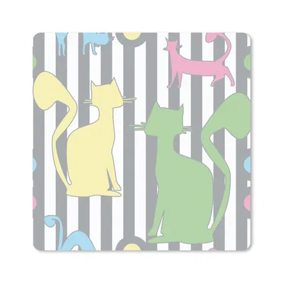 Produktbild von MuchoWow® Mauspad Mousepad Katzen - Pastell - Tiere 30x30 cm - Mousepads - Maus Mat - Pad - Mausunterlage - Gaming