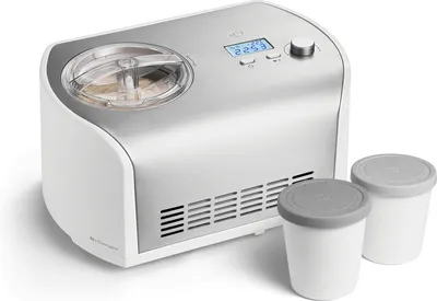 Produktbild von SPRINGLANE Eismaschine Elli 1,2 L mit selbstkühlendem Kompressor 135 W inkl. Aufbewahrungsbehälter 2er-Set, Eiscrememaschine aus Edelstahl mit entnehmbarem Eisbehälter, inkl. Rezeptheft