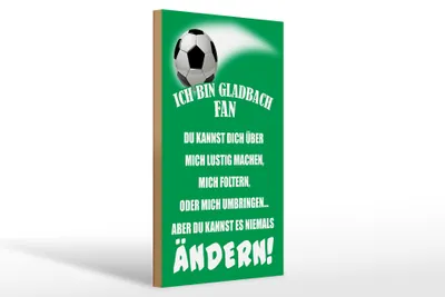 Produktbild von Holzschild Ich bin Gladbach Fan Fußball, 30x20 cm, Holzschilder Spruch Sport Hobby