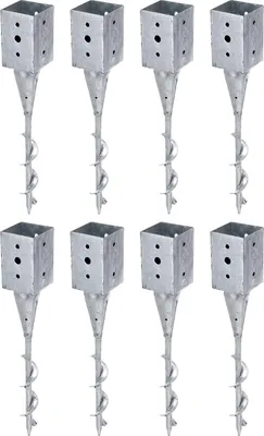 Zdjęcie produktu dla Alberts 8 x tuleja przykręcana do słupków z drewna kwadratowego, 91 x 91 mm, długość 595 mm, ocynkowana ogniowo, do osadzenia w betonie