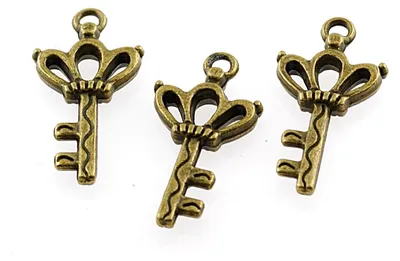 Produktbild von Vintageparts Kronenschlüssel Anhänger antik Bronze 25 mm, 8 Stück