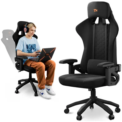 Produktbild von TX-ESPORTS Gaming Stuhl MAGNAR | Gamer Sessel mit 3D-Armlehnen, verstellbarer Lordosen- & Kopfstütze, leise 360° Rollen | Robuster Bürostuhl bis 140kg