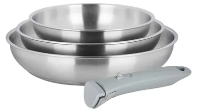 Zdjęcie produktu dla Zestaw patelni Sitram Arpege 716942, 3 sztuki, stal nierdzewna, średnica 20, 24, 28 cm, z zewnętrznymi rantami